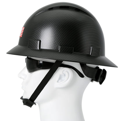 Aolamegs Safe Carbon Fiber Full Brim Hard Hat with Tinted Safety Glasses and Hard Hat Liner ANSI Z89.1 Type 1 Class C