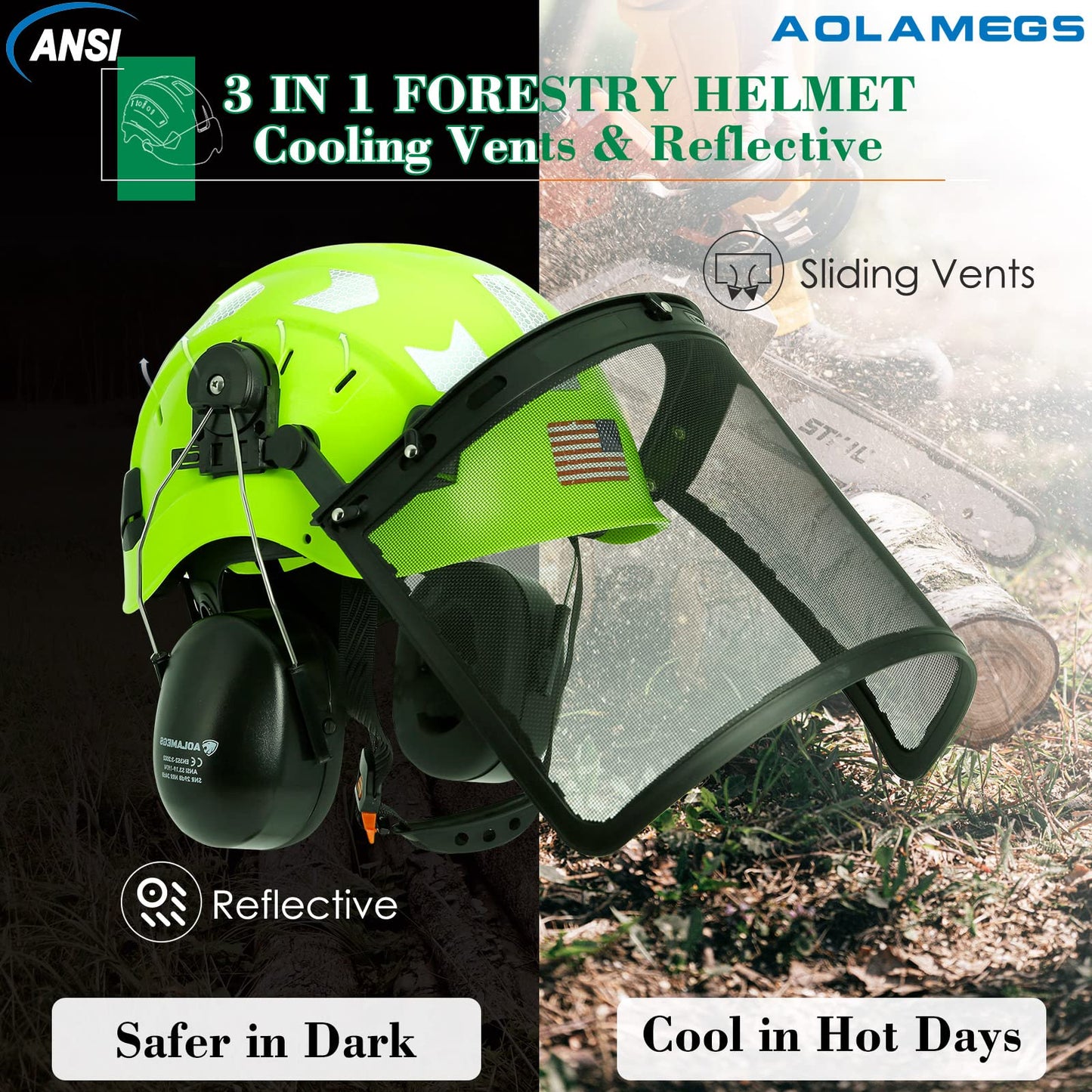 AOLAMEGS Construction  Welding Helmets Hard Hats with Visor - OSHA Approved Construction Hardhat with Chin Straps