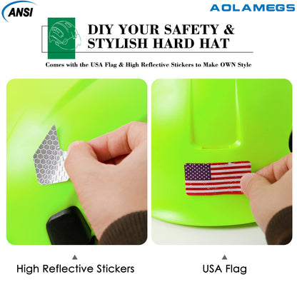 AOLAMEGS Construction  Welding Helmets Hard Hats with Visor - OSHA Approved Construction Hardhat with Chin Straps