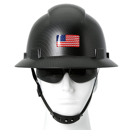 Aolamegs Safe Carbon Fiber Full Brim Hard Hat with Tinted Safety Glasses and Hard Hat Liner ANSI Z89.1 Type 1 Class C