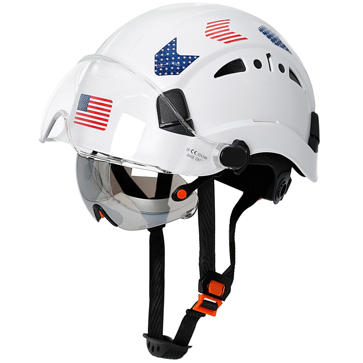 Hard Hats Construction OSHA Approved With Double Visor - Cascos De Construccion Vented Hard Hat With Clear and Tinted Visor Construction Safety Helmet Hat With Chin Straps 6pt Suspension