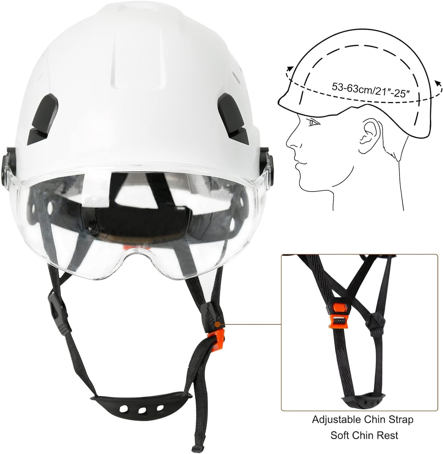 AOLAMEGS Construction Hard Hats with Visor - OSHA Approved Construction Hardhat with Chin Straps