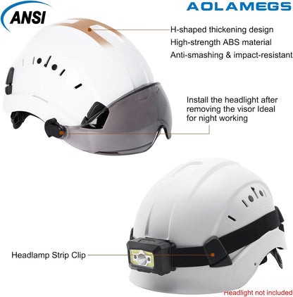 AOLAMEGS Construction Hard Hats with Visor - OSHA Approved Construction Hardhat with Chin Straps