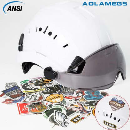 AOLAMEGS Construction Hard Hats with Visor - OSHA Approved Construction Hardhat with Chin Straps