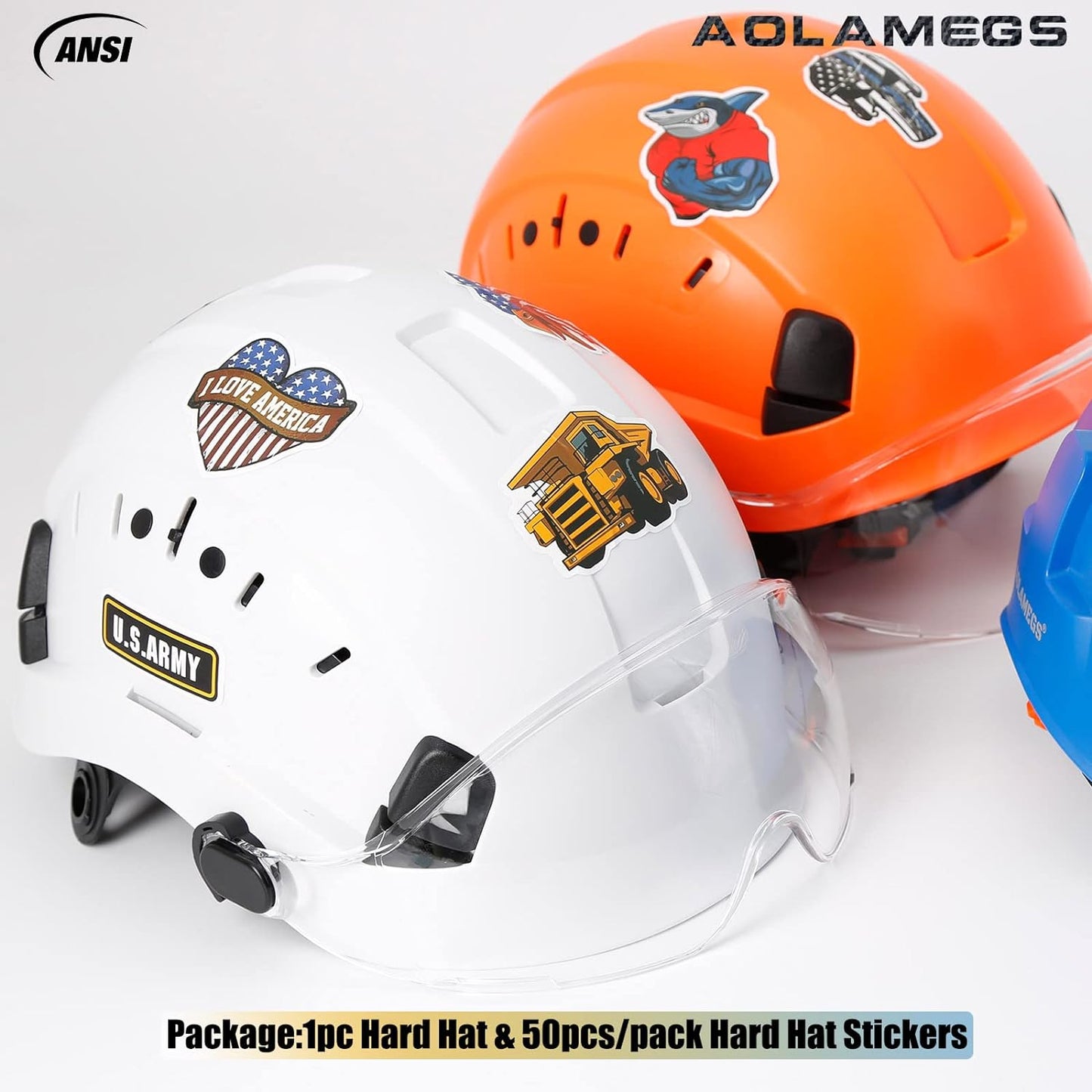 AOLAMEGS Construction Hard Hats with Visor - OSHA Approved Construction Hardhat with Chin Straps