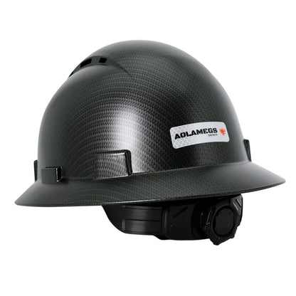 Aolamegs Safe Carbon Fiber Full Brim Hard Hat with Tinted Safety Glasses and Hard Hat Liner ANSI Z89.1 Type 1 Class C