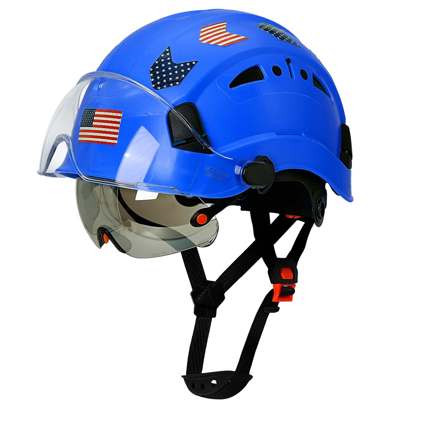 Hard Hats Construction OSHA Approved With Double Visor - Cascos De Construccion Vented Hard Hat With Clear and Tinted Visor Construction Safety Helmet Hat With Chin Straps 6pt Suspension