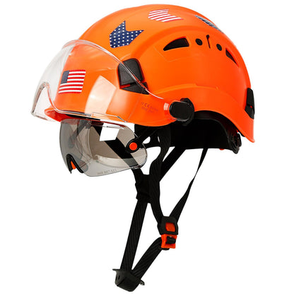 Hard Hats Construction OSHA Approved With Double Visor - Cascos De Construccion Vented Hard Hat With Clear and Tinted Visor Construction Safety Helmet Hat With Chin Straps 6pt Suspension