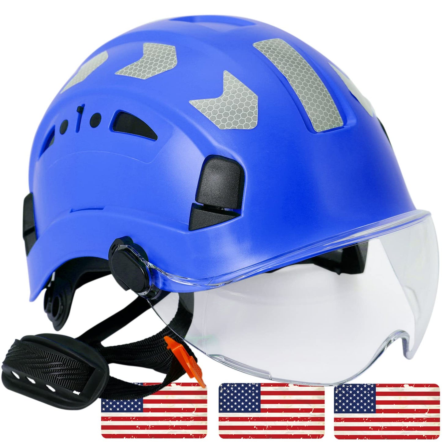 AOLAMEGS Construction Safety Hard Hat - ANSI Z89.1 OSHA Approved Safety Helmets with Chin Straps Lightweight Reflective Vented ABS Hard Hats for Men Women Industrial Workwear 6-Point Suspension