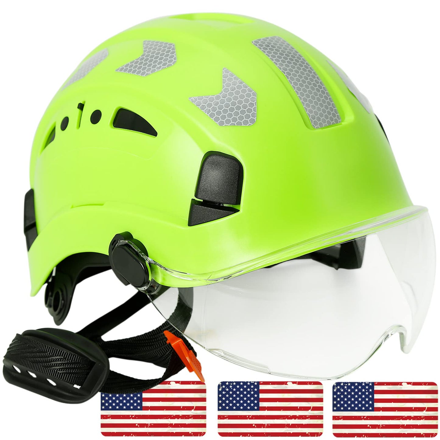 AOLAMEGS Construction Safety Hard Hat - ANSI Z89.1 OSHA Approved Safety Helmets with Chin Straps Lightweight Reflective Vented ABS Hard Hats for Men Women Industrial Workwear 6-Point Suspension