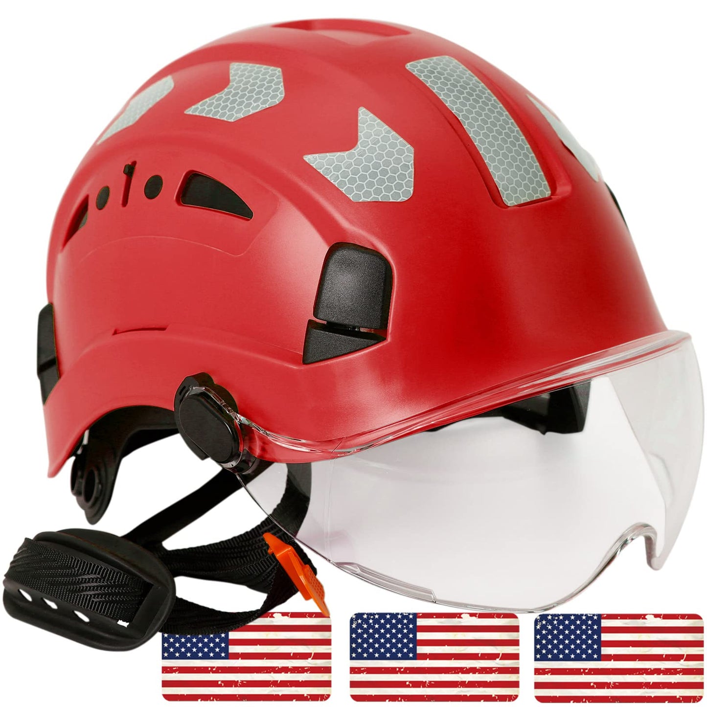 AOLAMEGS Construction Safety Hard Hat - ANSI Z89.1 OSHA Approved Safety Helmets with Chin Straps Lightweight Reflective Vented ABS Hard Hats for Men Women Industrial Workwear 6-Point Suspension