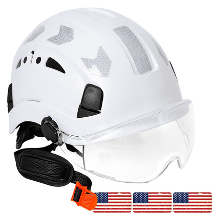 AOLAMEGS Construction Safety Hard Hat - ANSI Z89.1 OSHA Approved Safety Helmets with Chin Straps Lightweight Reflective Vented ABS Hard Hats for Men Women Industrial Workwear 6-Point Suspension